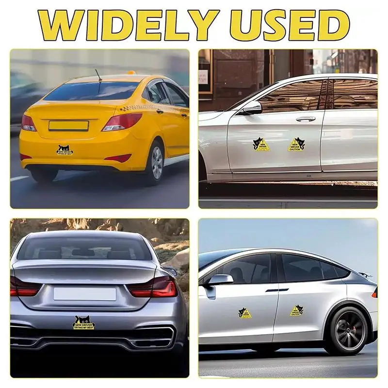 

Reflective Black Cat Car Sticker Please Be Patient Sign for New Drivers High Visibility Safety Decals Rear Window Use