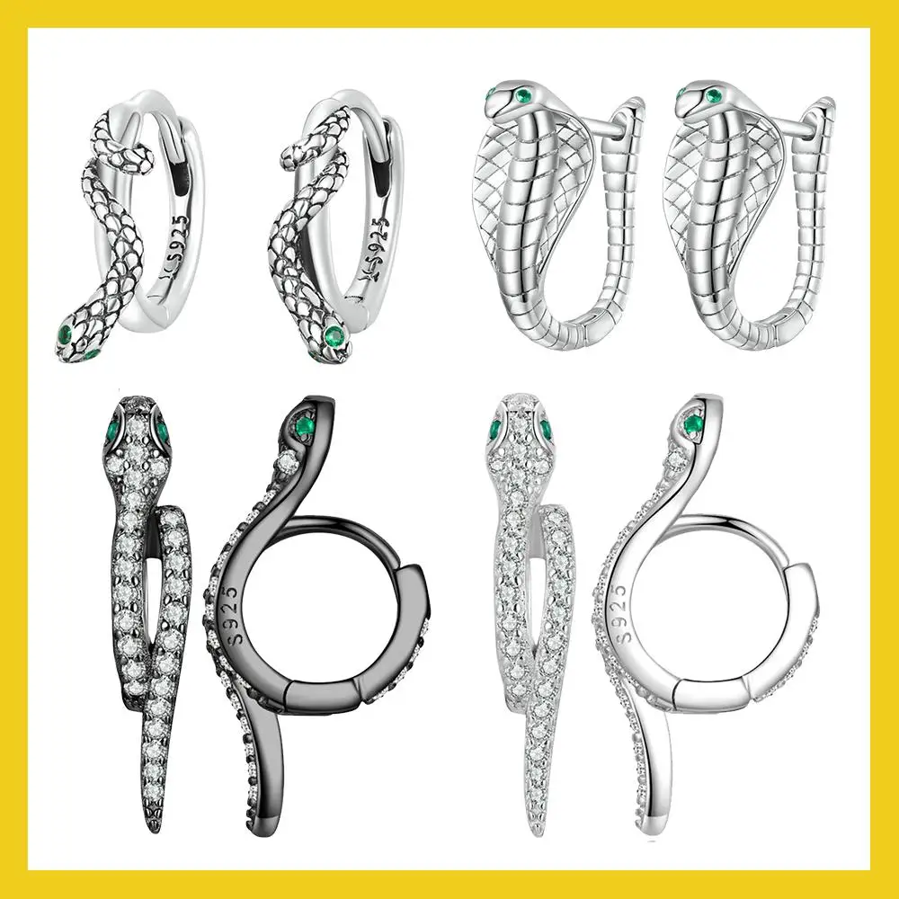 

925 Silver Hoop Stud Earrings Simple Snake Ear Buckle Earrings For Women Jewelry Elegant Gifts
