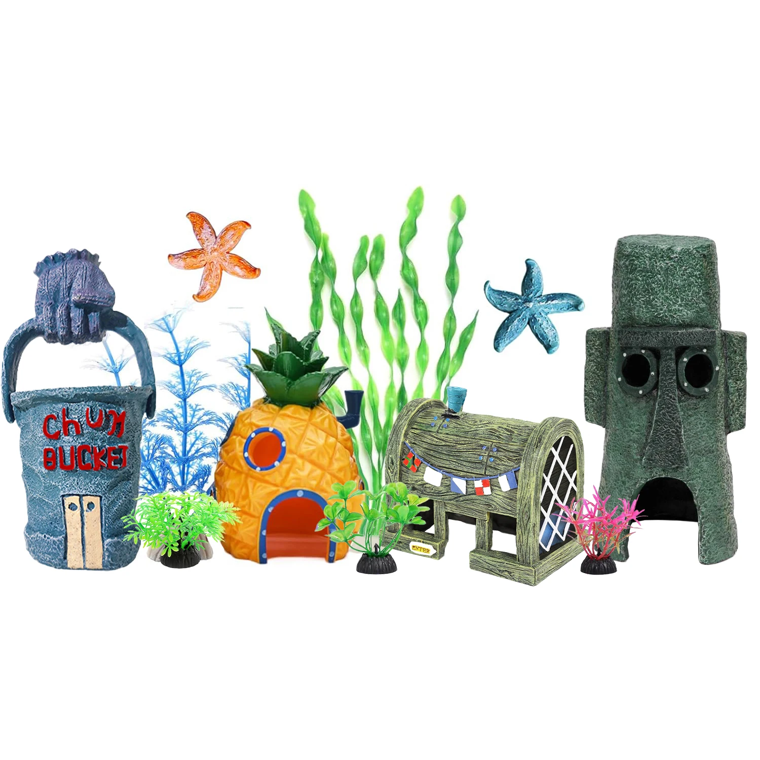 Fish Tank Decorations Pineapple Home, and The Crusty Crab Resin Figurines Aquarium and Terrarium Décor