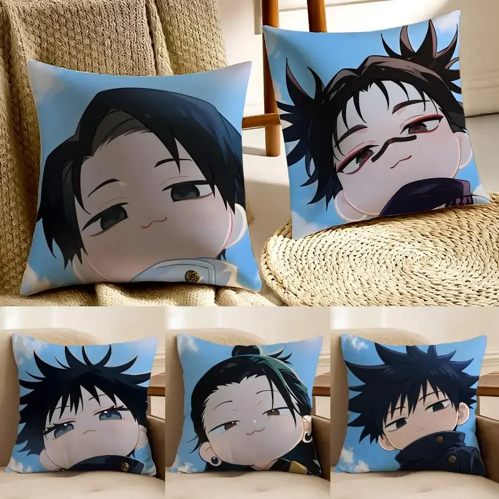 Anime J-Jujutsu Kaisen Chibi-Style Figure Cushion Cover Faux fur decorative Dark academia style Cat scratching post Rustic