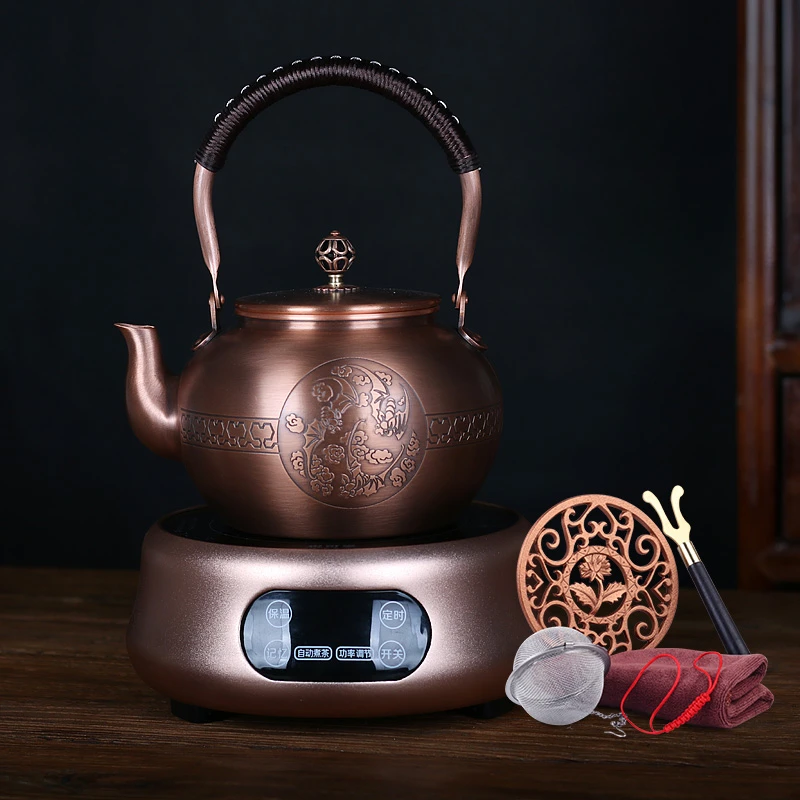  Traditional Hongrong Tang Copper Teapot Handmade Kettle for Radiant-Cooker Elegant Home Brewing Tea Set Artisan Kitchenware