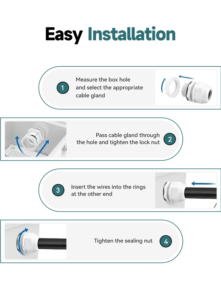 5/10 Stück wasserdichte Kabelverschraubung aus Nylon, IP68, PG7, PG9, PG11, PG13,5, PG16, für 3–14 mm Kabel, Draht, Sicherungsmutter, Verbindungsstück, weiß – Detail 4