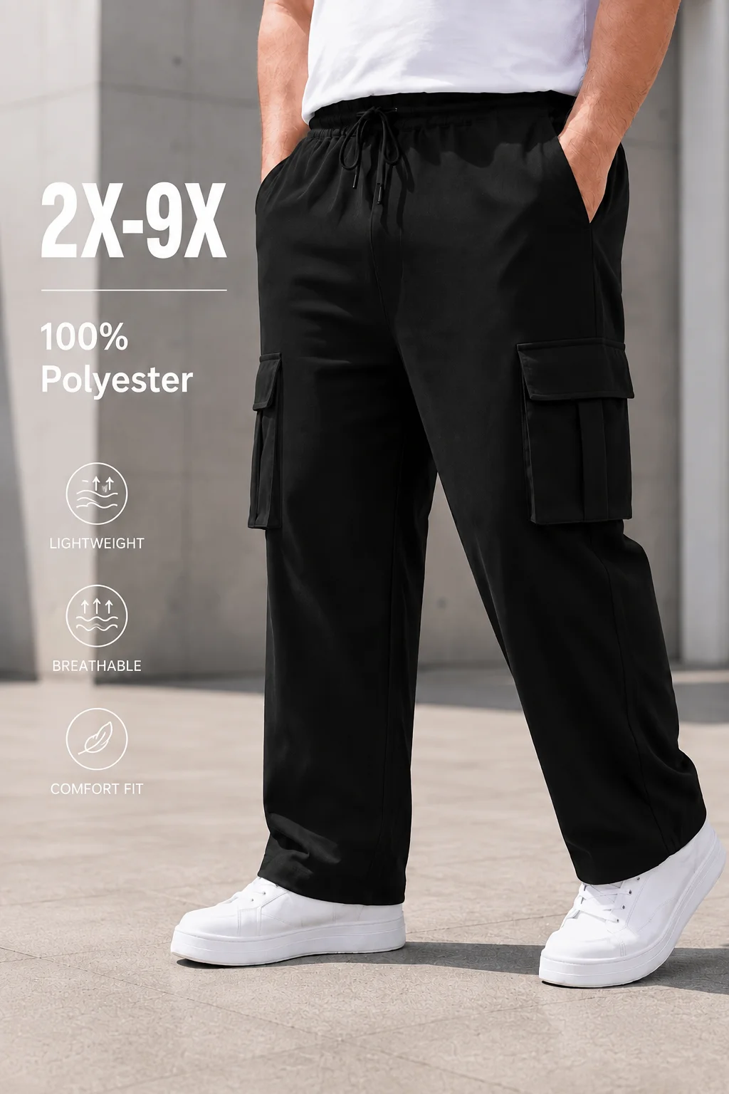 plus Size Men's Outdoor Casual Pants with Multiple Pockets Straight Leg Pure Color Workwear Perfect Gift for Boyfriend Or Husban