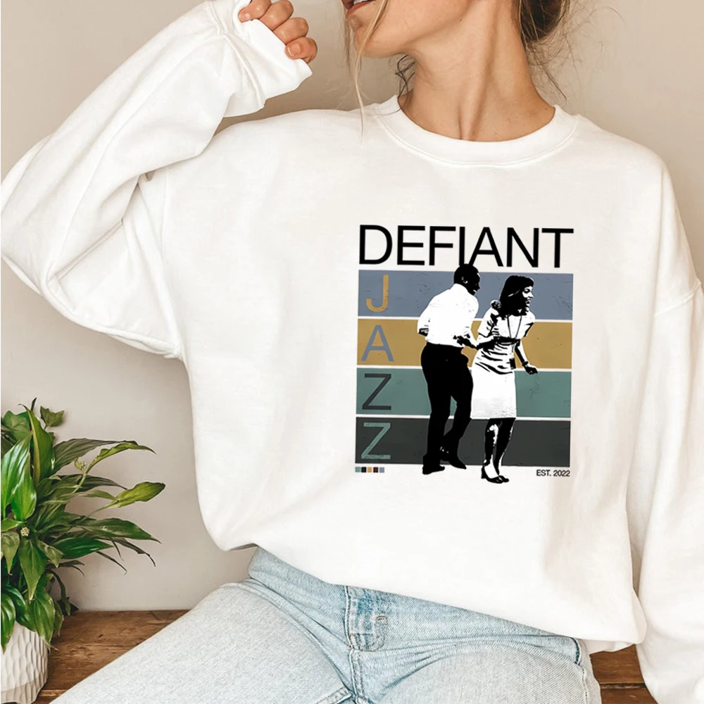 الرجعية Defiant الجاز البلوز قطع مقنعين خمر 90's البلوز برنامج تلفزيوني سترة للجنسين طويلة الأكمام بلوزات