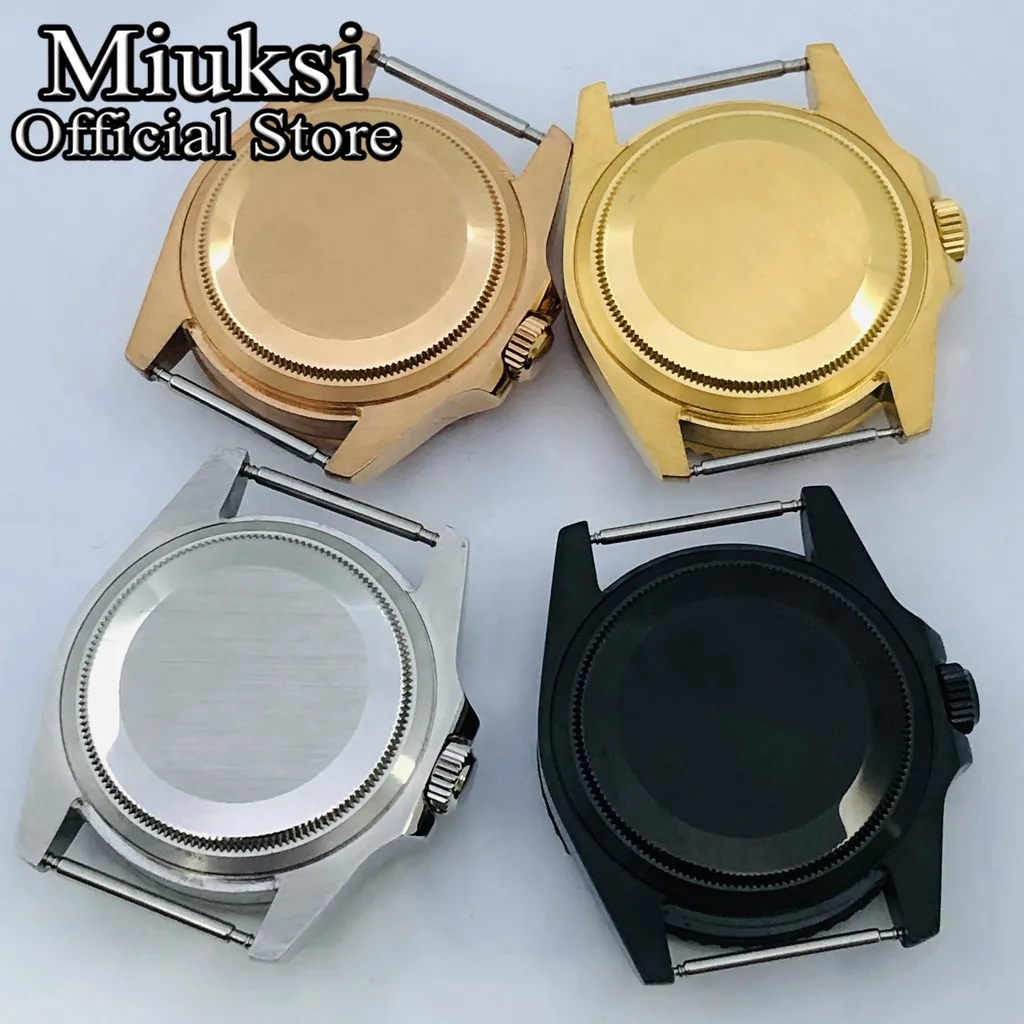 Miuksi 36mm silver black rose gold watch case sapphire glass fit NH35 NH36 ETA2824 2836 Miyota8215 DG2813 3804 PT5000 movement