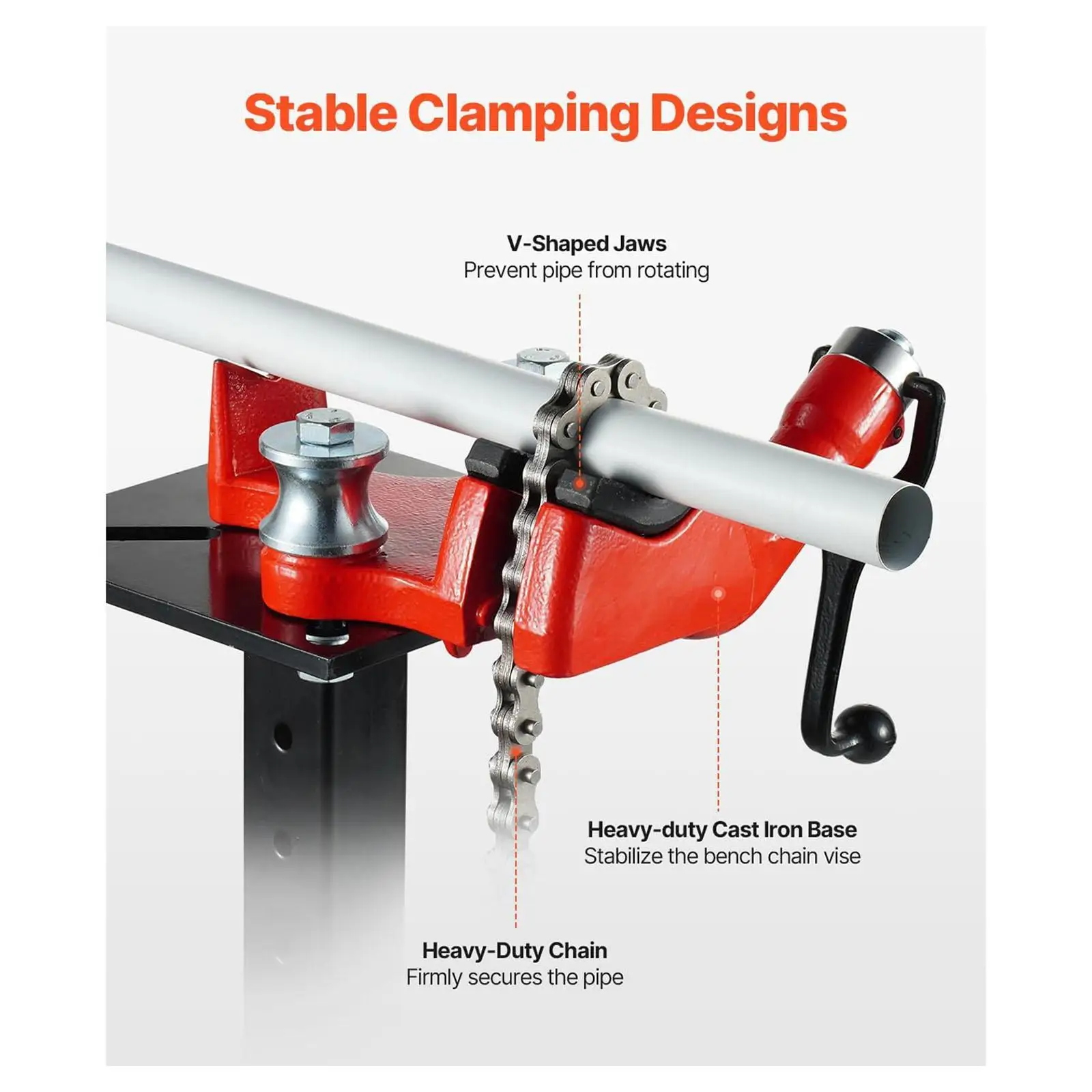 Bench Chain Vise Pipe Clamping Cast Iron Body 1/4 inch to 6 inch Work Bench Vise Heavy Duty for Automotive Repairs DIY Projects
