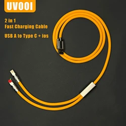 2 In 1 Liquid Silicone Fast Charging Cable For Samsung OPPO Xiaomi Zinc Alloy Data Cable 66W Charge Cable For iPhone 13 Pro Max