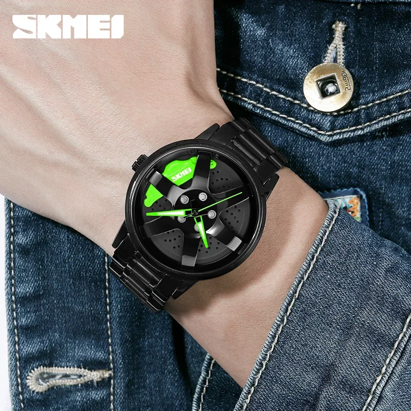 SKMEI 1824 New Men\'s Watches Movement Stainless Steel Waterproof Watch For Hollow Rotation Dial Wristwatch Relogio Masculino