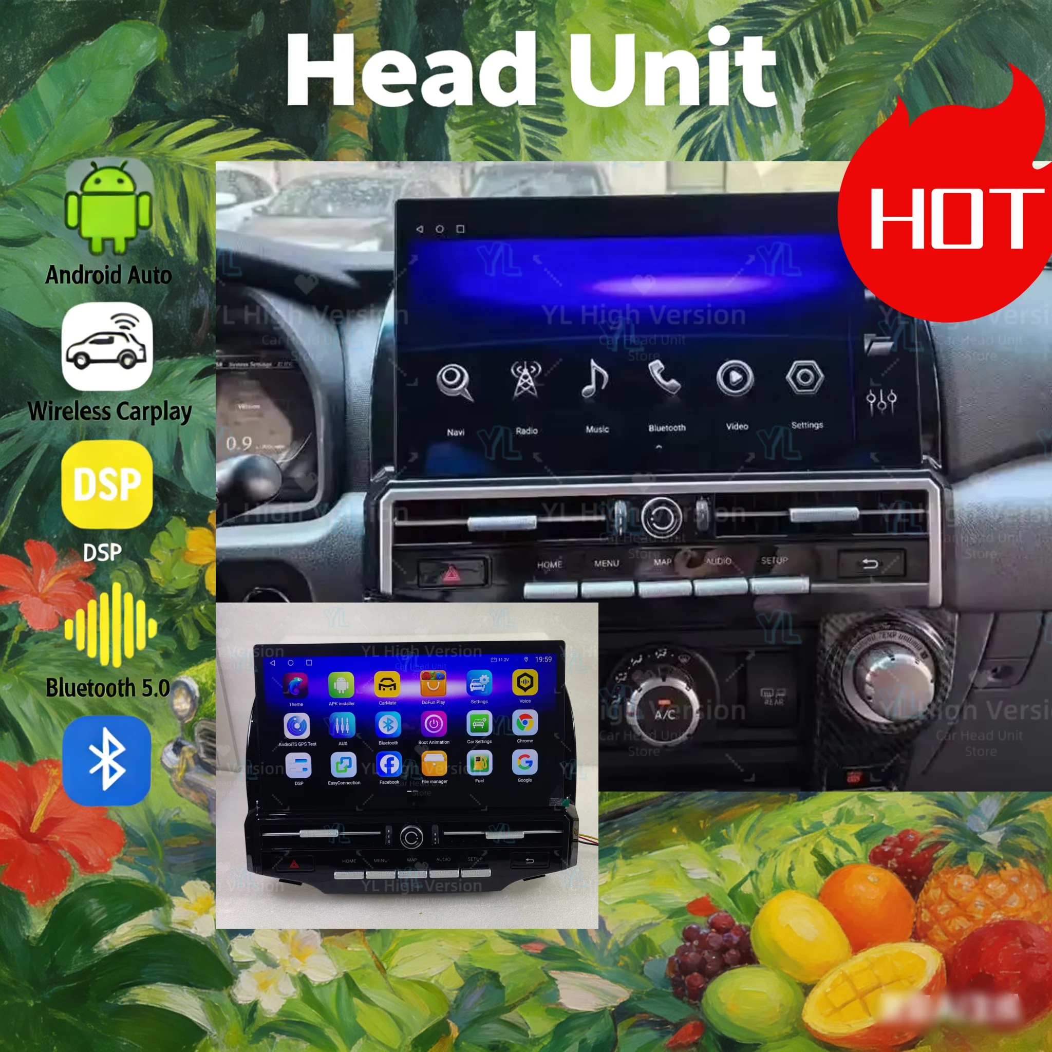 

CY QLED Screen Android 14.0 13.3" For Toyota 4 Runner 2010 - 2022 Wireless Carplay Auto Car Radio Stereo GPS WIFI Bluetooth 5.0
