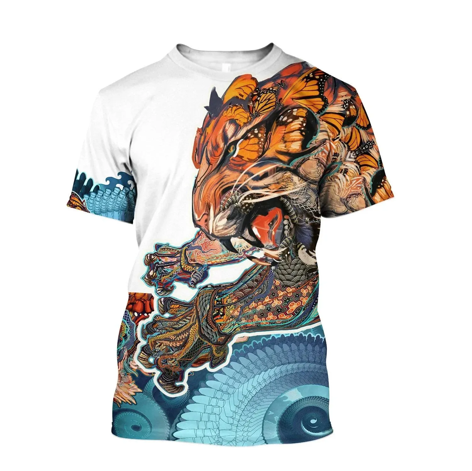 Men\'s Summer T-Shirt Japanese Old Traditional Tattoo Pattern Tops Short Sleeve T-Shirt Men\'s Streetwear Oversized Fit 120-6XL