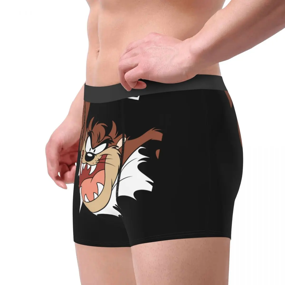 Man TAZ Cartoon TASMANIAN Bursting Through Page Boxer Shorts Panties Breathable Underwear Homme Sexy Plus Size Underpants