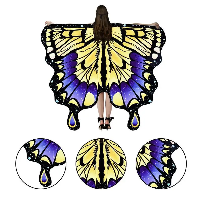 Butterfly Wings For Women Shawl Soft Fabric Butterfly Costume Fairy Ladies Adults Costume Accessory For Cosplay Carnival Ball