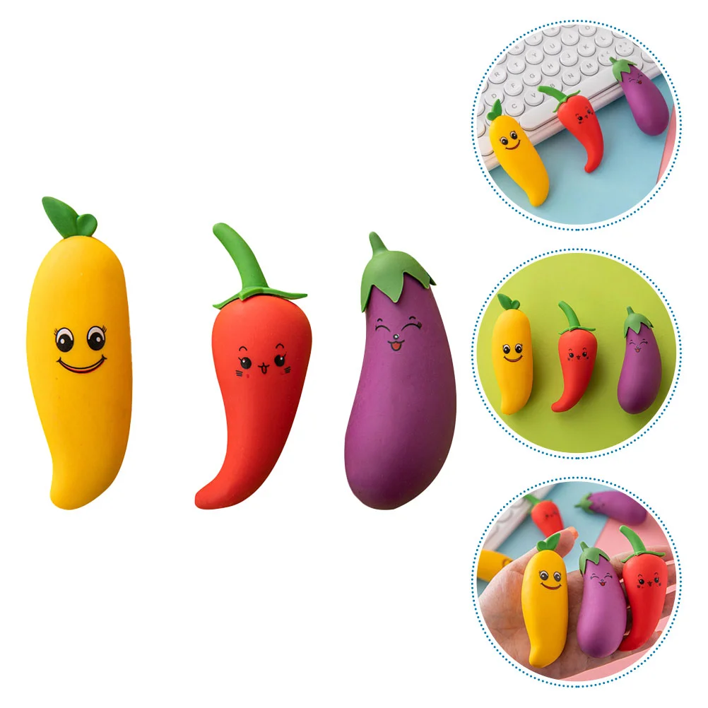 6 Pcs Fruit Eraser Mangoes Vegetable Erasers Cartoon Model Portable for Drawing Tpe Award Pupils Adorable