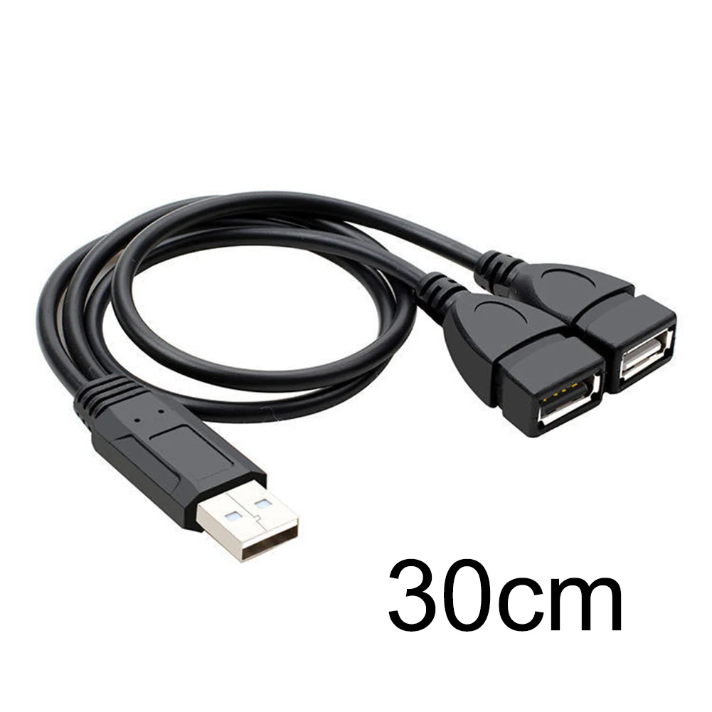 Car USB Splitter Cable Y-Splitter Hub Power Cord Adapter USB 2.0 A Male To 2 -Dual USB Male Cable Car Electronics Accessories