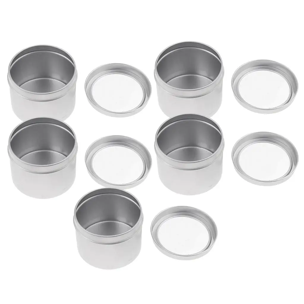 5Pc 100ml Aluminium Empty Cosmetic Pot Container Box Screw Lid