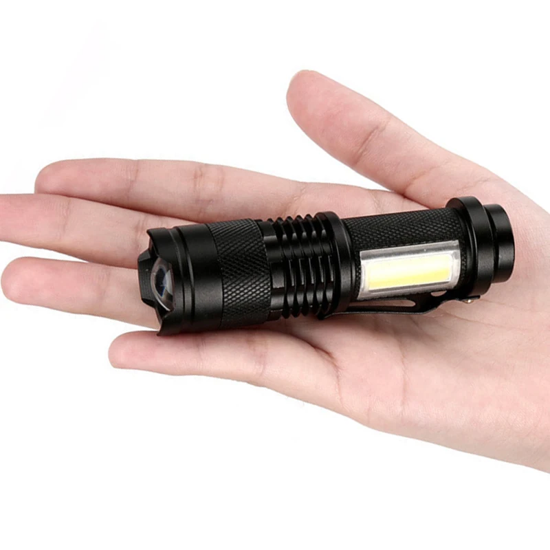 Mini Portable Q5 Led Flashlight Built In Battery Zoom Torch COB Lamp USB Charging Adjustable Penlight Outdoor Camping Lantern