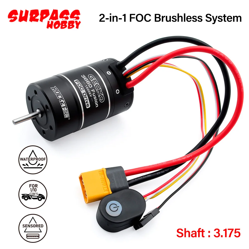 

SURPASS HOBBY Brushless Sensored System 2IN1 1800KV Motor 40A ESC 2-3S IP67 For 1/10 Cars