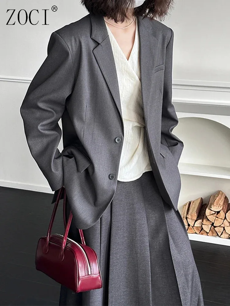 

ZOCI Korean Fashion Women's Blazers Solid Color Suit Jackets Female Office Lady Coats Notched Collar 2025 Spring New FC1330