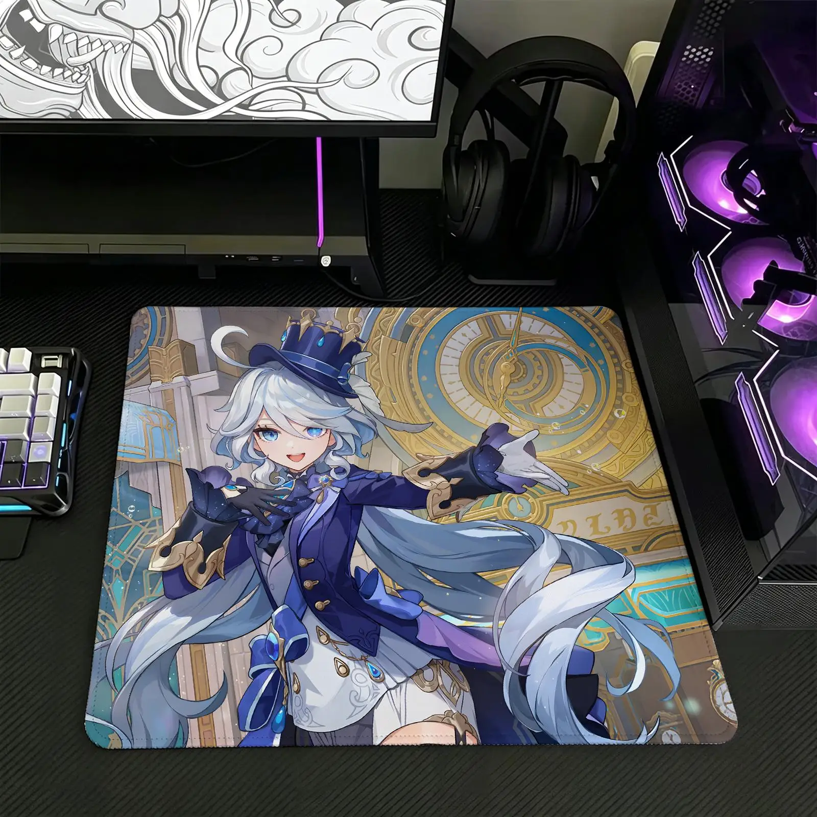 Genshin Impact Furina Mouse Pad Regular gaming mouse pad  Office mouse pad Laptop desk mat Stitched edge S/M/L size mouse pad
