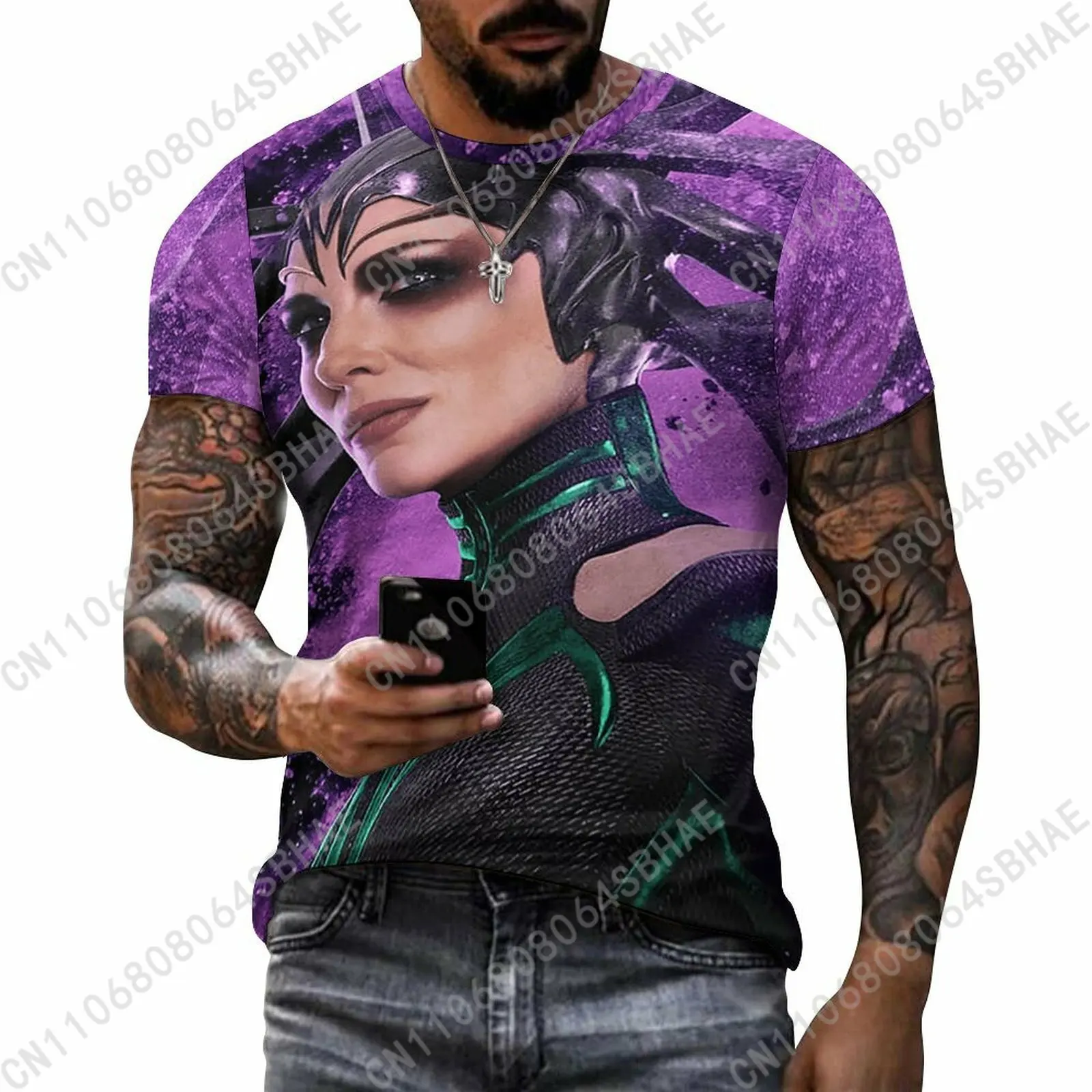 

Marvel Hela Custom Pattern Men's Cotton T-Shirt Short Sleeve Tee Men Tops Personalized Tshirt Summer Cosplay
