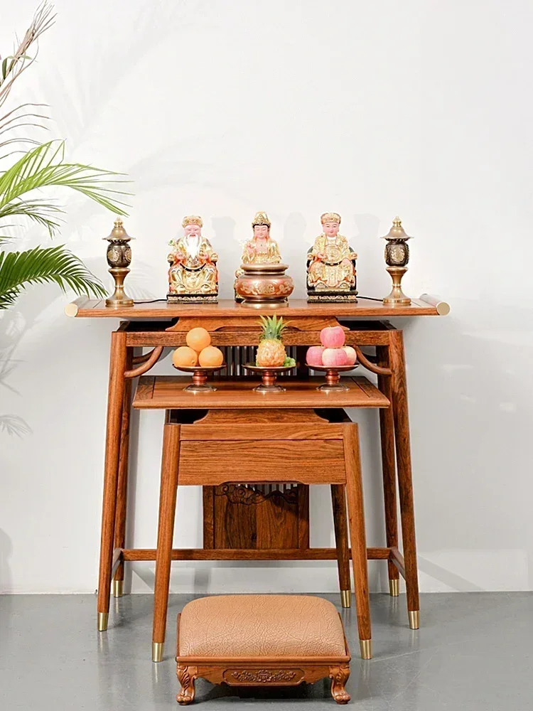 Ugyen Wood Altar Buddha Table Buddha Shrine Altar Domestic Buddhist Hall Incense Table a Long Narrow Table