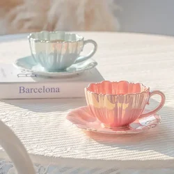 Petal Ceramic Cup Creative Simple Coffee Cup Saucer Office Afternoon Tea High-end Drinkware High-end Kitchen Accessories