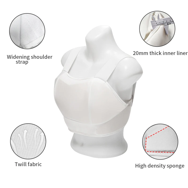 Women‘s Karate Chest Guard Adjustable Female Breast Protector with Thickened Padding for Martial Arts Sparring Training