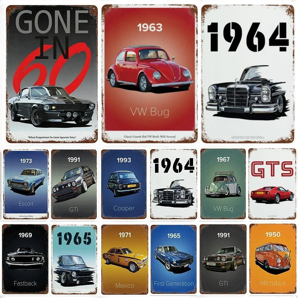 Vintage Car Decoration 80s GTI Sports Classic Car Metal Aluminum Sign Plaque Garage Man Cave Living Room Home Wall Poster Plates