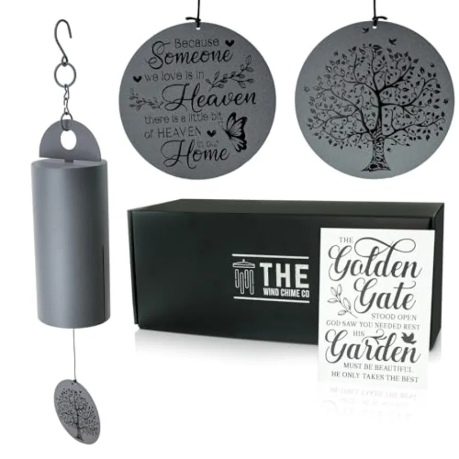 

Outdoor wind chimes: metal cylinder, deep-tone serenity bell, 36-inch extra-large size, black finish, deep resonance for garden
