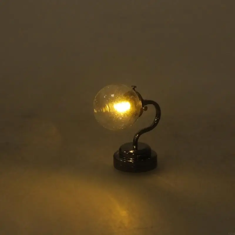 

1/12 Doll House Miniature Glass Wall Lamp With Black Metal Frame Modern Miniature Lighting Decoration Scene Arrangement A2UB
