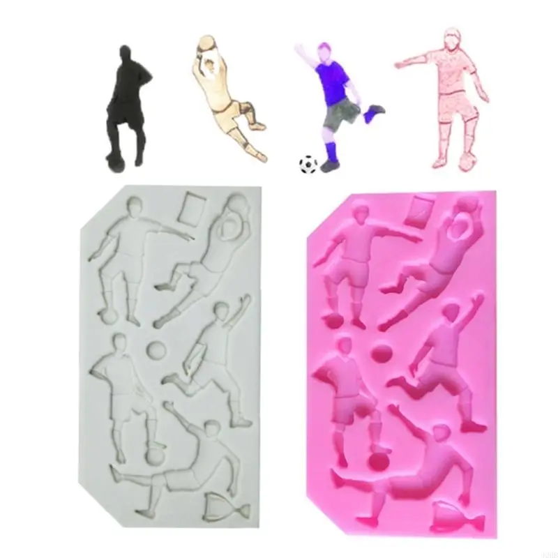 

J2HB Football Basketball Player Silicone Resin Mold 3D Fondant Mould Baking Tool