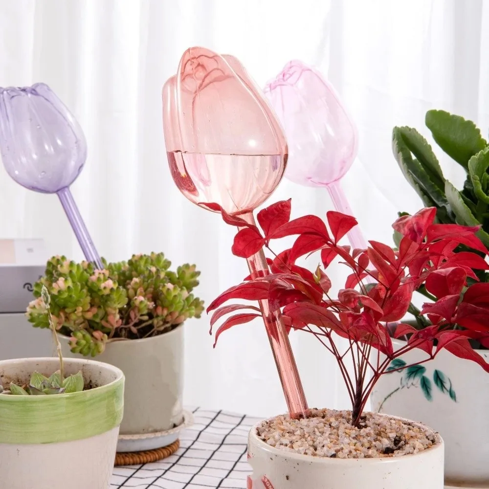 Plastic Tulip Plant Watering Globes Water Conservation Time-Saving Plant Water Dripper Transparent Drip Irrigation System