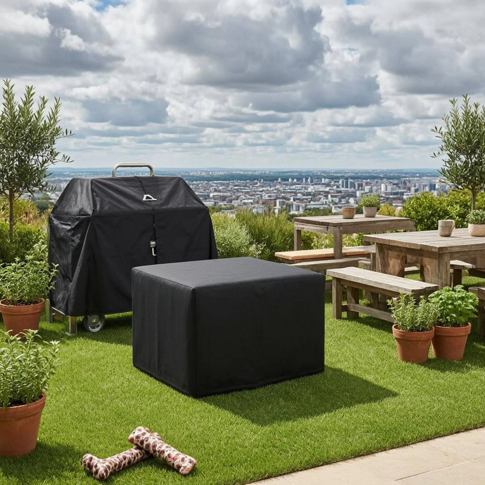 Square Fire Bowl Cover Matte Square Grill Cover Dustproof Fully Waterproof for Outdoor