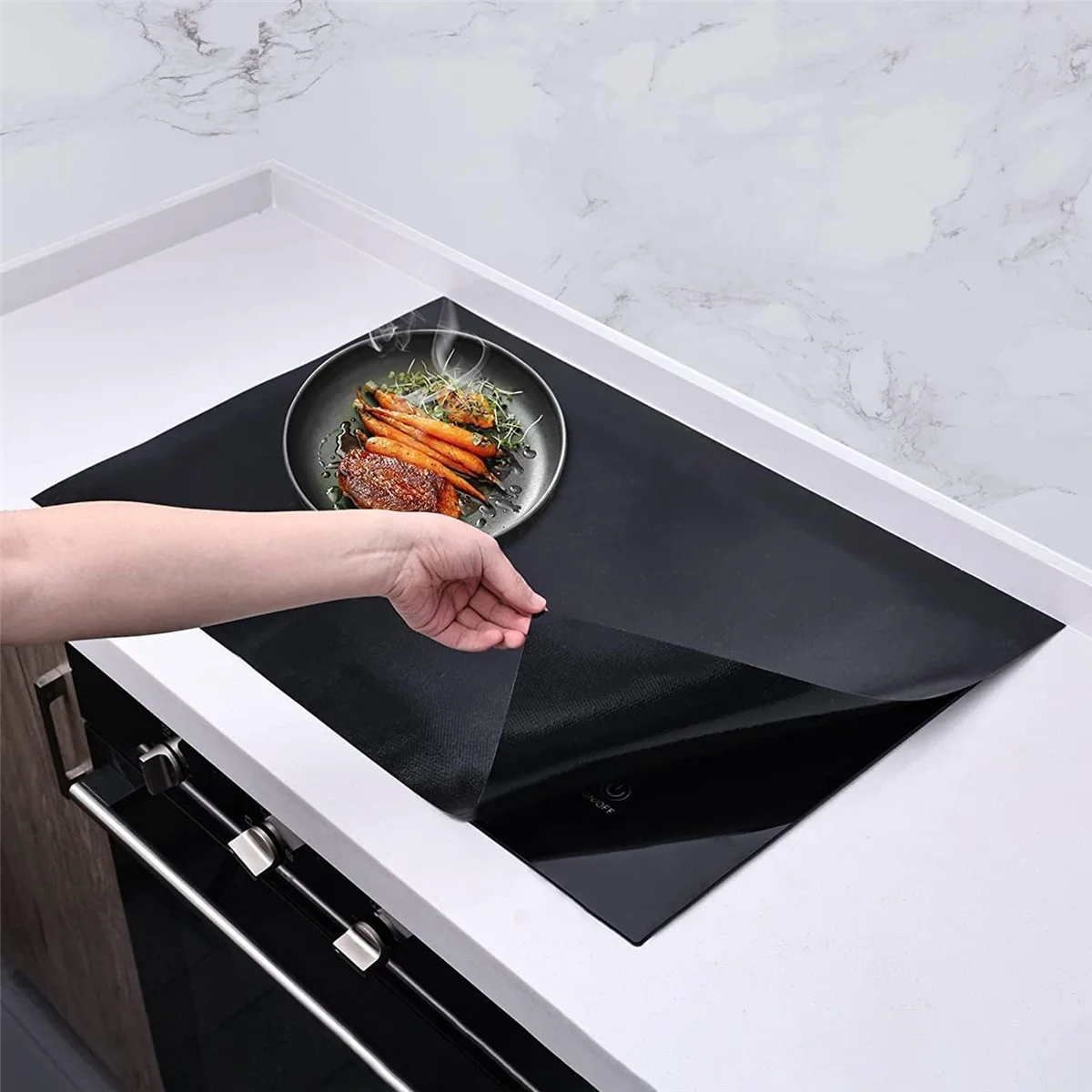 Large Induction Cooktop Protector Mat 21.2x35.4 Inch, Electric Stove Burner Covers Antiscratch As Glass Top Stove Cover