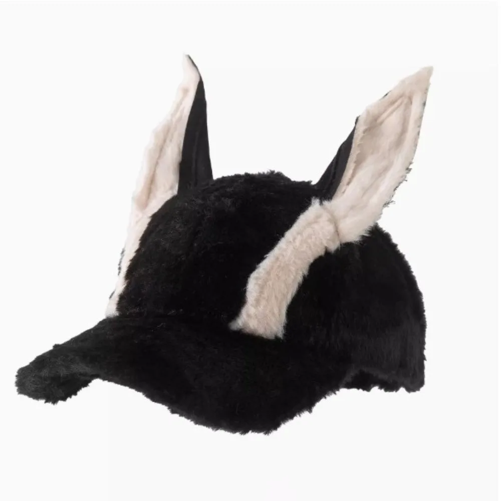 Sweet Curved Brim Dog Ear Baseball Cap Thick Streetwear Faux Fur Hat Soft Fluffy Ear Cap For Women