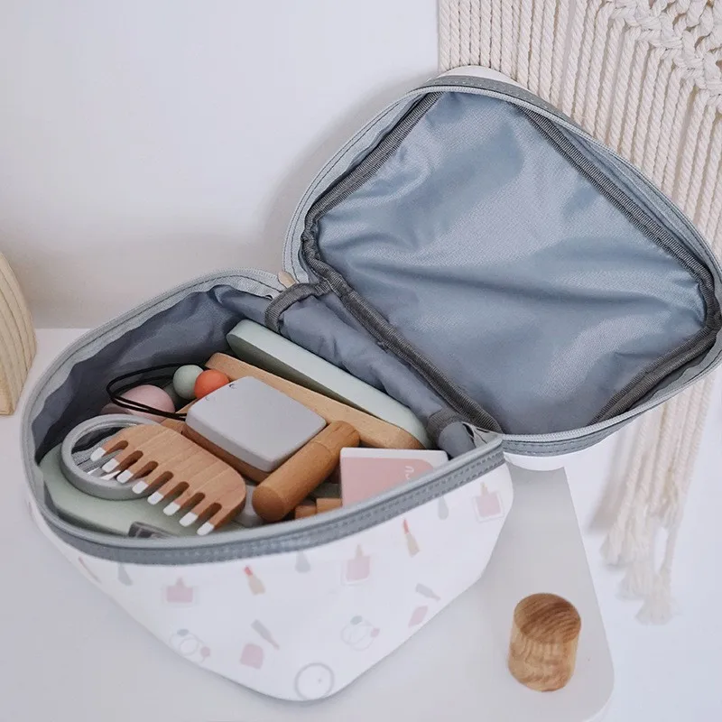 Houten rollenspel Kapper-upset voor peuters Draagbare simulatiespeelgoedtas ex Rolplang Fantasiespelspeelgoed