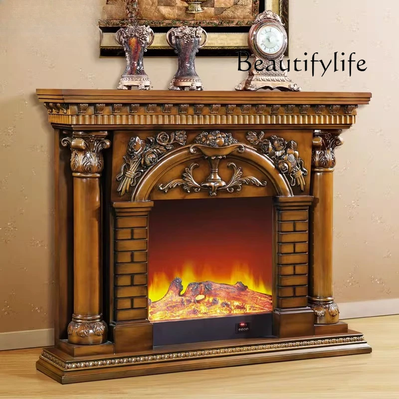 

European Roman column fireplace antique fashion electric fireplace American decorative heating creative art
