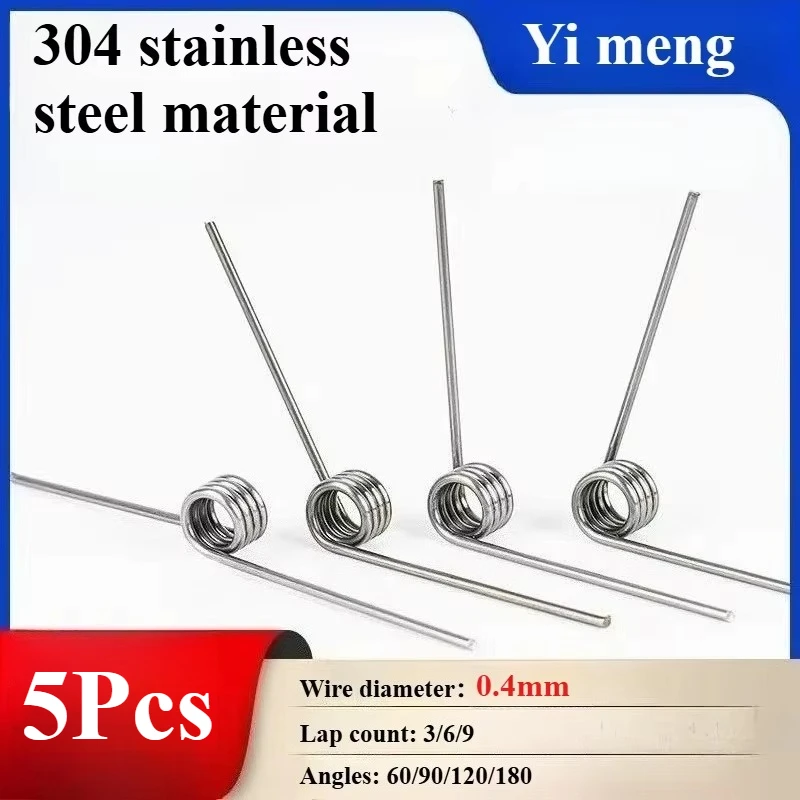 5Pcs Wire Diameter: 0.4mm Torsion Spring V-Shaped Rotating Torsion Spring 60/90/120/180-Degree Return and Reset Torsion Spring