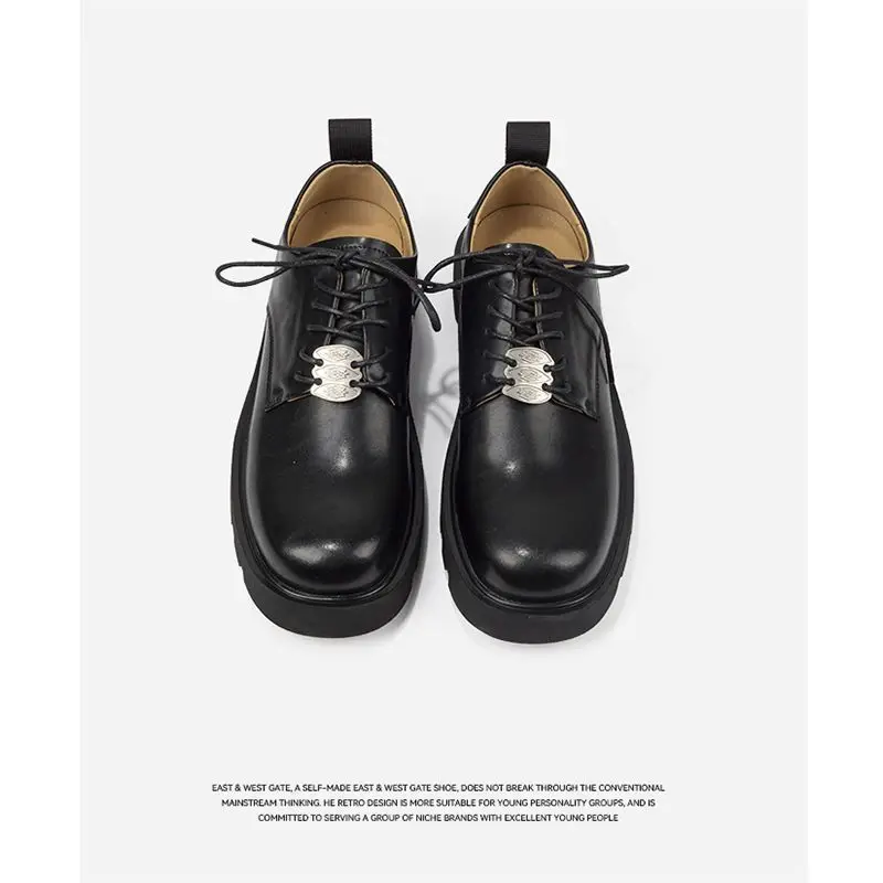 

2025 Men's Leather Summer High-End Niche Original Thick-Soled Height-Increasing Casual British Style Derby Shoes