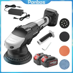 900W Brushless 5-Inch Eccentric Car Polisher Rechargeable Polisher Cordless Car Scratch Removal Polishing and Waxing Machine Kit