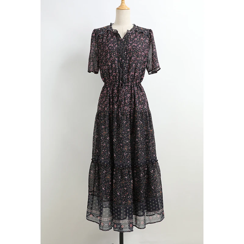 Ele Stampa floreale ort Sve Dr Papillon snellente estivo da donna Island Home Dr Fre Sle Gonna a trapezio Dr