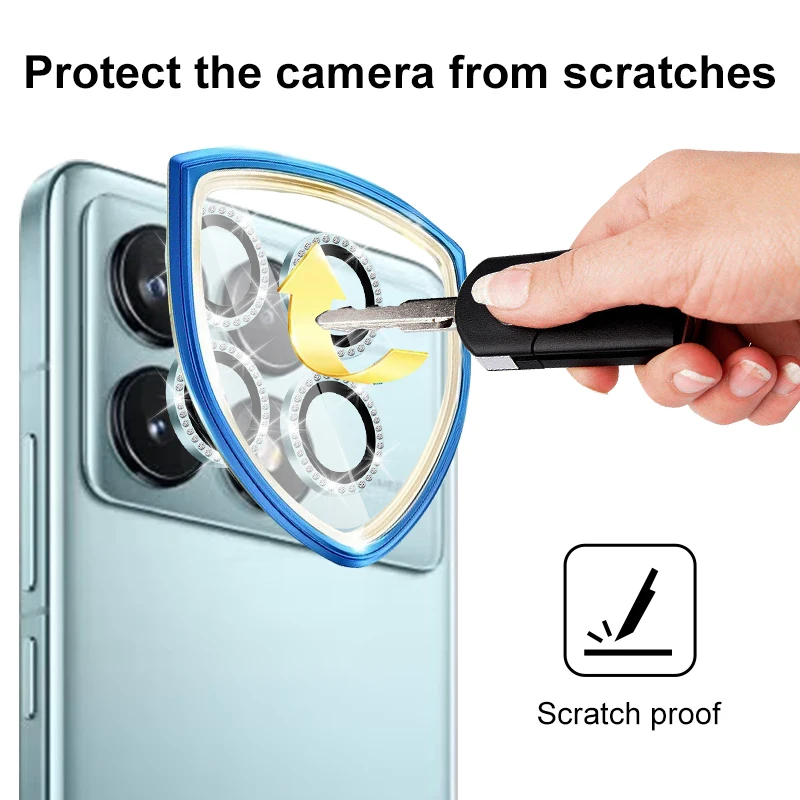 4 pcs protezione dell'obiettivo della fotocamera per Redmi K70 K70E K70PRO 9H pellicola protettiva in vetro temperato disegni diamantati per fotocamera del telefono