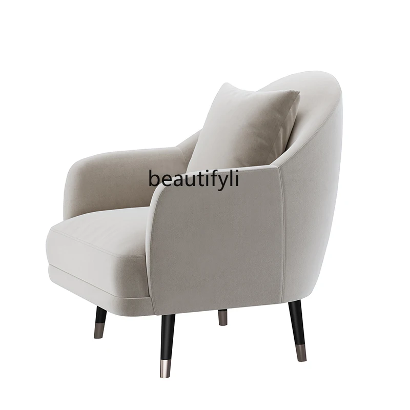 Single-Seat Sofa Chair Modern Minimalist   Nordic Balcony Flannel Art Lazy Bone Chair Light Luxury Designer Leisure Chair