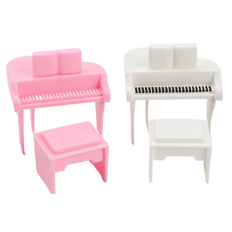 1/12 Dollhouse Miniature Piano With Stool Mini Piano Toy for Kids Playset Miniature Dollhouse Decor Desktop Display Model