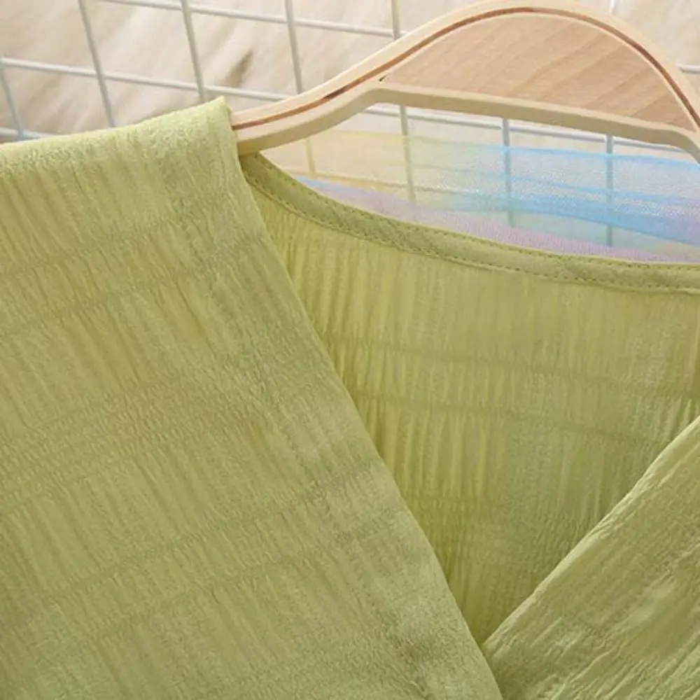 

Элегантная шифоновая блузка с V-образным вырезом, однотонная, приталенная, укороченная, с рюшами по краю, длинными рукавами, женская, в уличном стиле