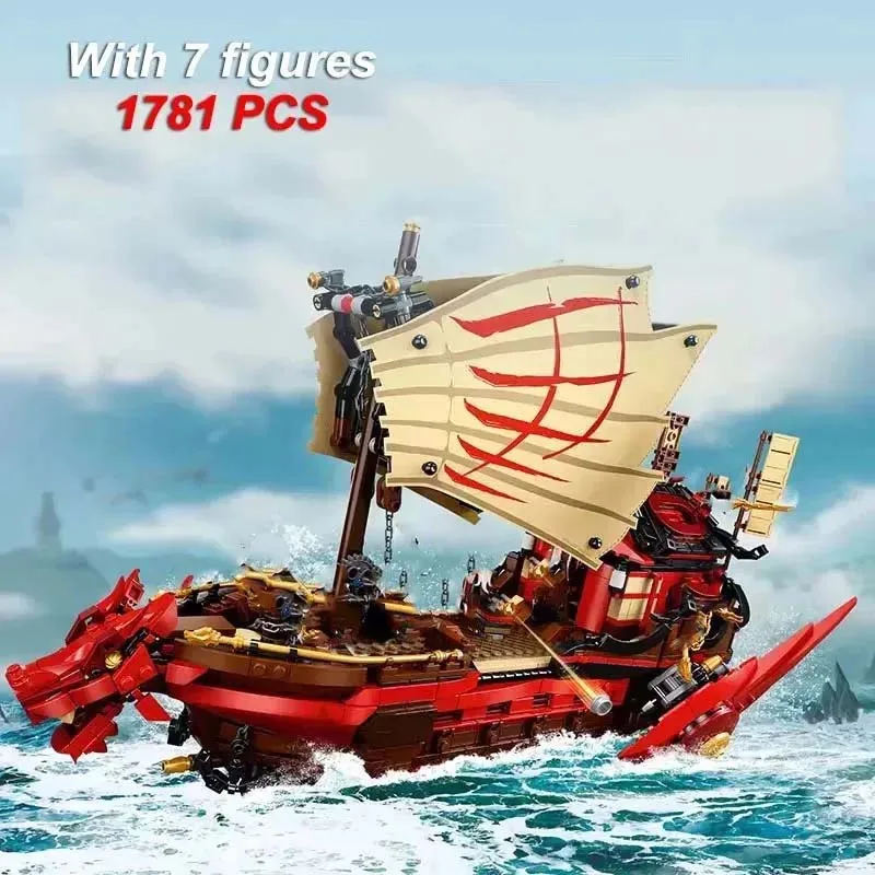 1781 pcs Destiny Bounty Ship Building Blocks Dragon Boat Monastery Bricks Toys For Boy Children Birthday Gifts 71705 Compatible