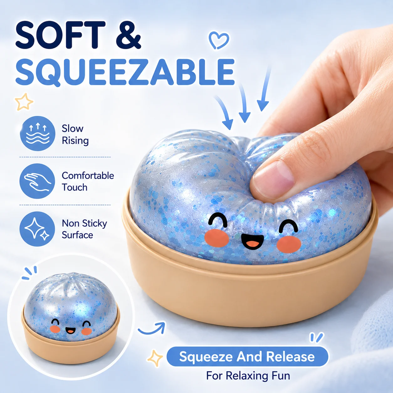 

Soft Squishy Bun Stress Relief Squeeze Desk Object Soft TPR Relaxing Hand Grip Anti Stress Office Home Use Soft Sensory Item