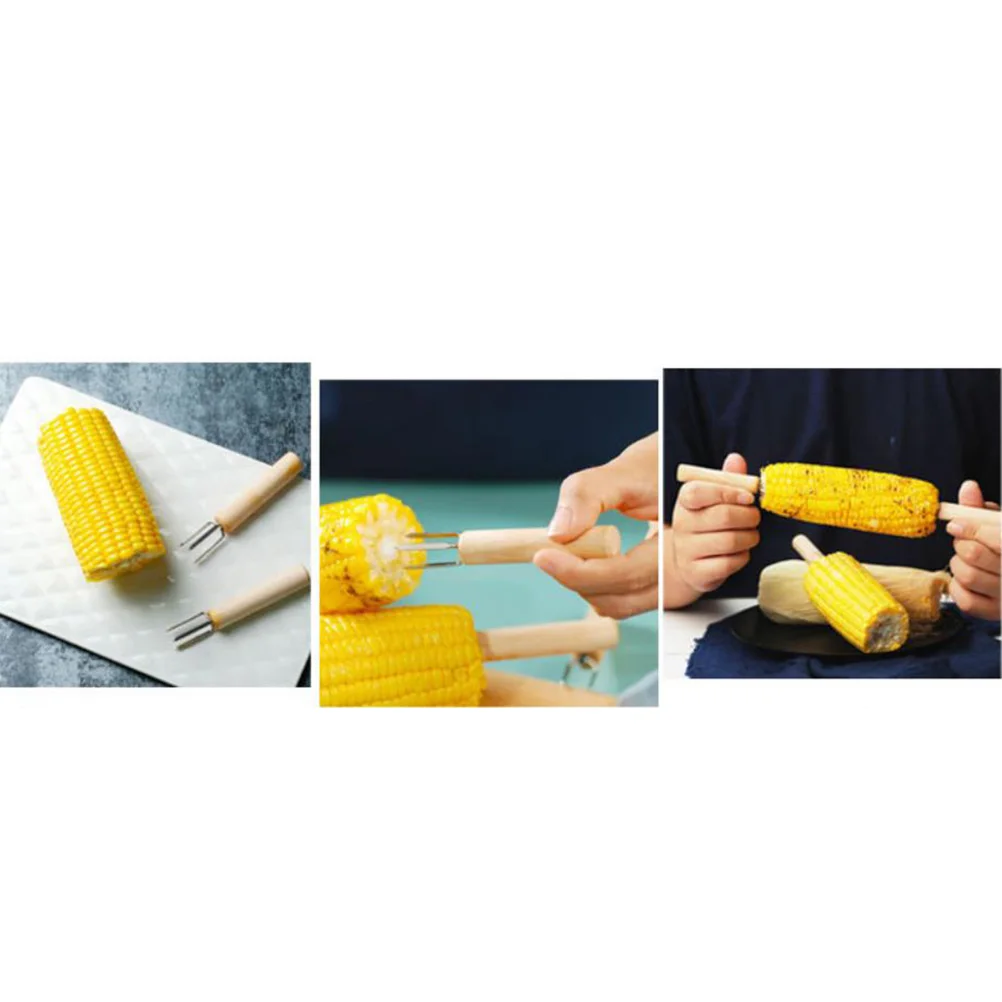

5 Pcs Grilling Skewer Barbecue Skewers Corn Fruit Fork Food Forks Grips Holder Stainless Steel
