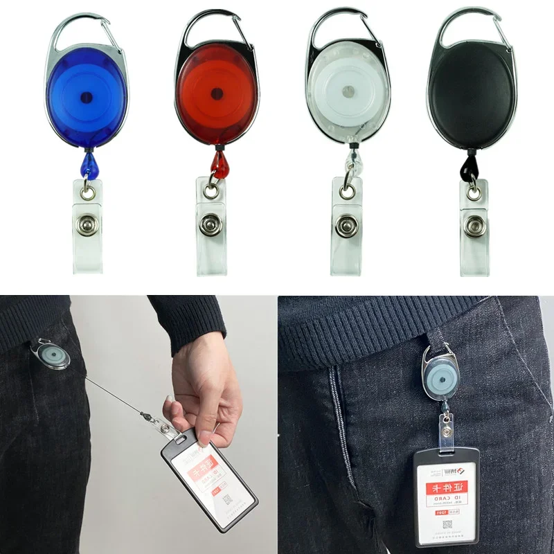 

Hot Sale Retractable Pull Key Ring ID Badge Name Tag Lanyard Card Holder Reel Belt Clip ABS Plastic office accessories