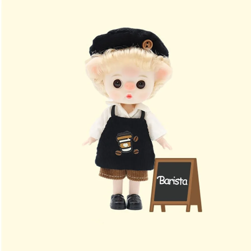 Pig Nose Big Eyes Toys Dolls Ball Jointed Body Barista Cartoon Baker Bjd Doll Lovely Mini Cute Bjd Anime Doll Playhouse Doll